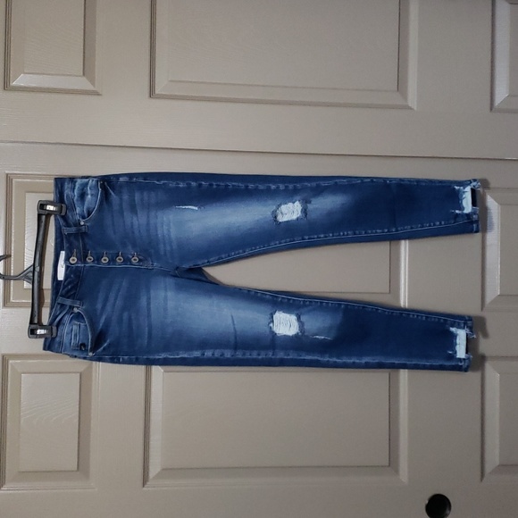 KanCan Jeans Kancan Button Fly Distressed High Rise Stretchy Skinny
